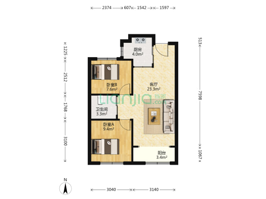 佳兆业壹号 2室1厅1卫 78平方