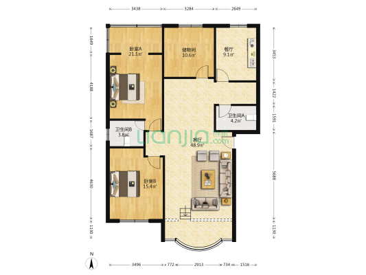 福田路一段10号 2室2厅2卫 128平方