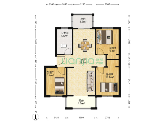 碧溪春园 3室1厅1卫 93平方