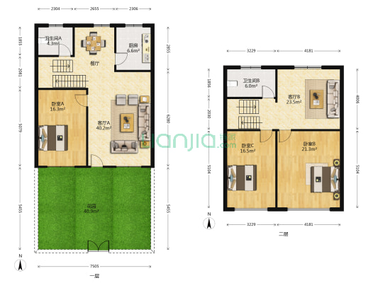 星云山庄北区 3室2厅2卫 155平方
