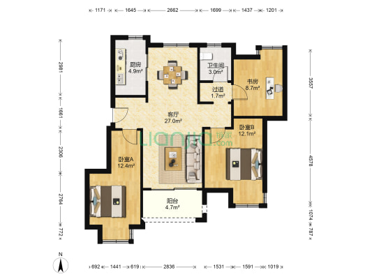 新力帝泊湾 3室1厅1卫 93平方