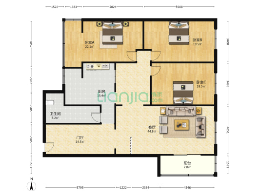 翠湖西街163号 3室1厅1卫 158平方