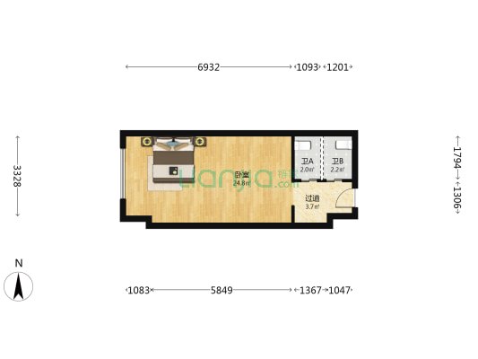 步阳国际 1室0厅2卫 46平方
