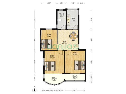 江宁街道太康路30号 3室1厅1卫 80平方