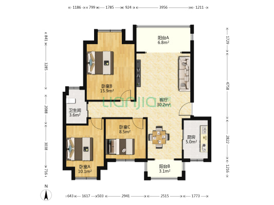 金顿小镇 3室1厅1卫 93平方