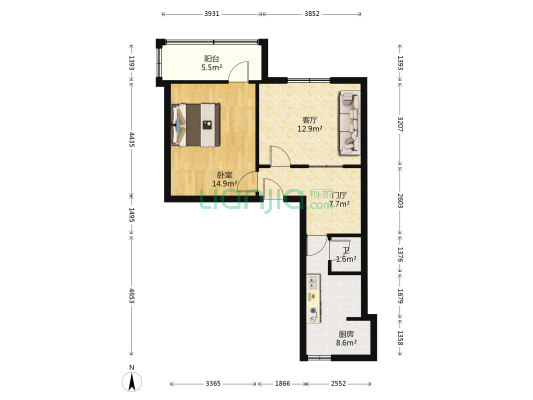新民村 1室1厅1卫 59平方