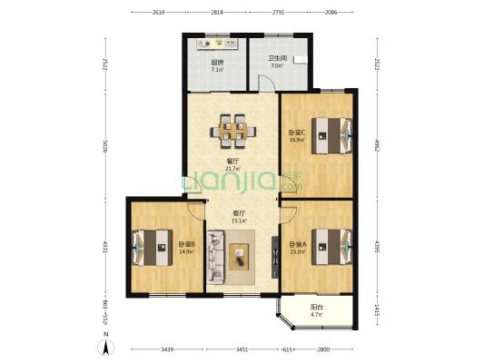 东街18号 3室2厅1卫 123平方