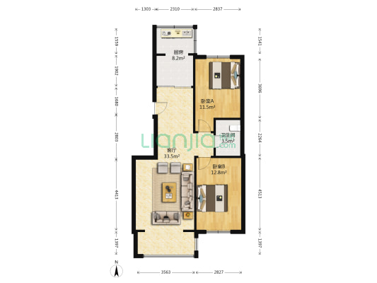 金都花园 2室1厅1卫 94平方