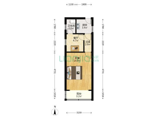 斜土路1220号 1室1厅1卫 38平方