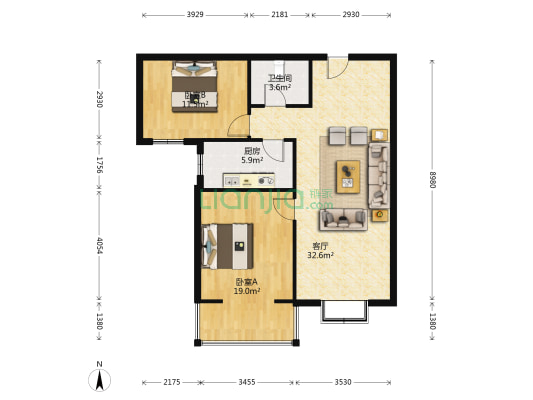 满五年唯一住房，精装修，不临街，采光充足-户型图