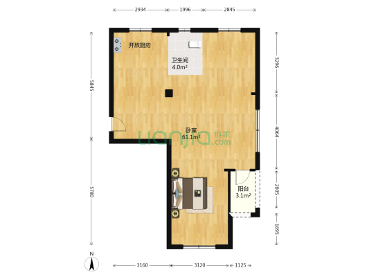 昌盛经典三期 1室0厅1卫 85平方