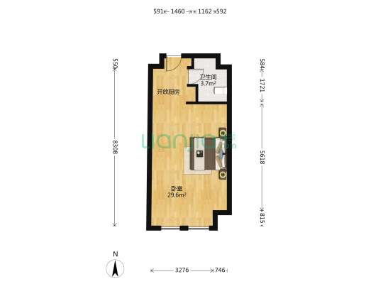 大丰壹方城 1室0厅1卫 49平方