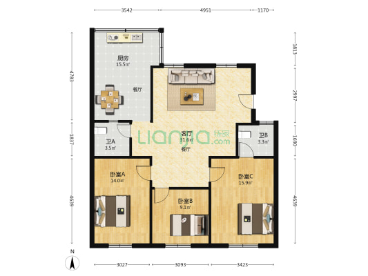 永兴楼(国货西路) 3室1厅2卫 162平方