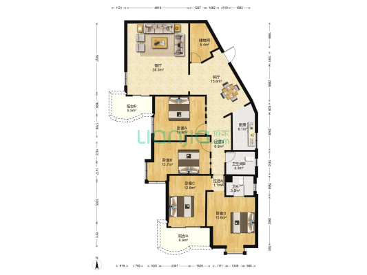 太平洋城 4室2厅2卫 173平方