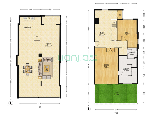 金地阅府 2室2厅2卫 100平方