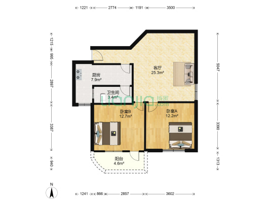 合益小区 2室1厅1卫 76平方