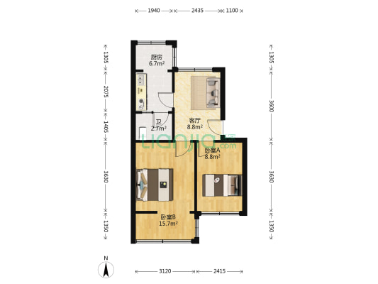 华峰二区 2室1厅1卫 53平方