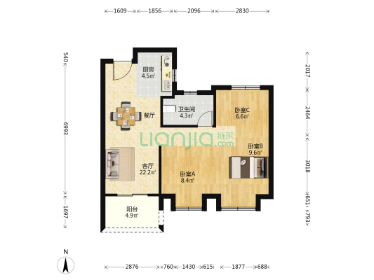 国贸学原三期 3室1厅1卫 79平方
