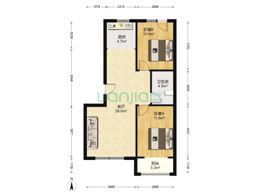 嘉诚·学庭 2室1厅1卫 90平方