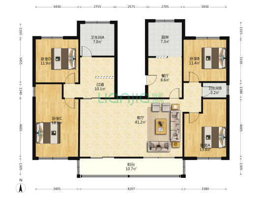 康隆小区 4室2厅2卫 180平方