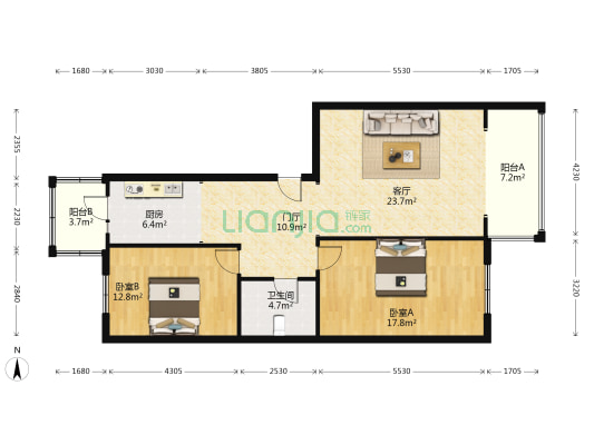 双兴小区 2室1厅1卫 120平方