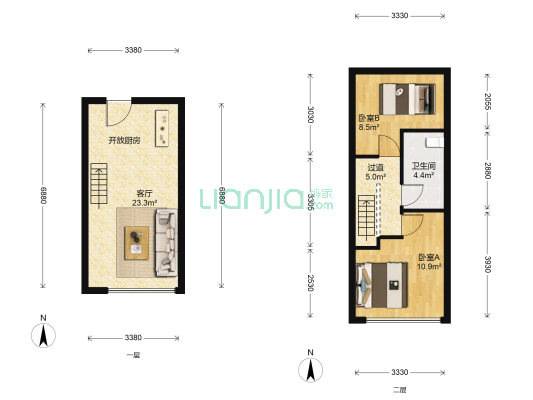 红星大都汇 2室1厅1卫 36平方