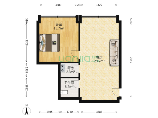 友谊大厦 1室1厅1卫 77平方