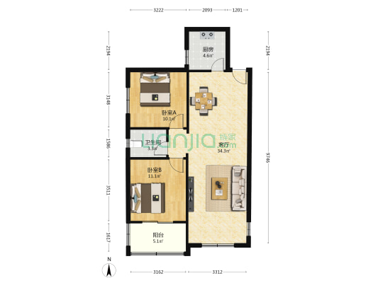 荔苑小区 2室1厅1卫 74平方