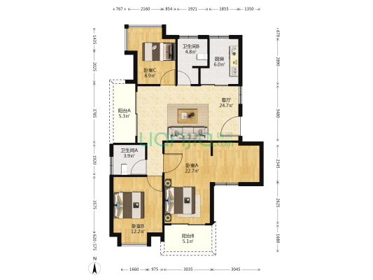 九山佳园 3室1厅2卫 123平方