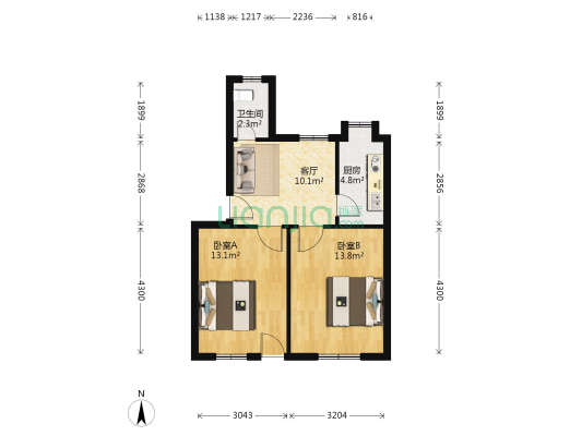 浦沅生活二区 2室1厅1卫 60平方