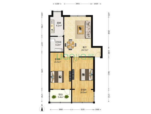 外运小区 2室1厅1卫 93平方