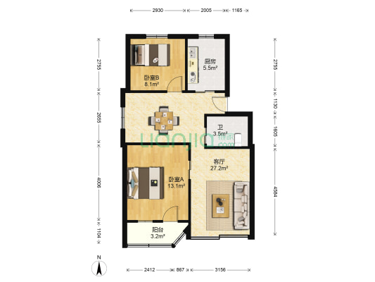 兴发新村 2室1厅1卫 75平方