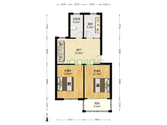 古娄二村四区 2室1厅1卫 70平方