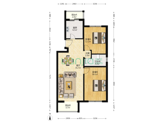 和韵佳园 2室1厅1卫 96平方