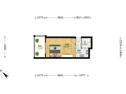 斜角街 1室0厅1卫 30平方