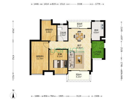 华海山屿海 1室1厅1卫 95平方