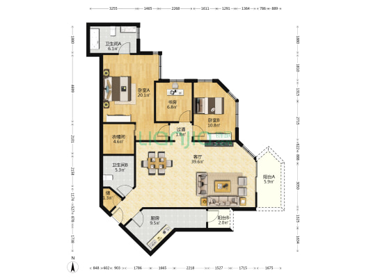 嘉里华庭 3室1厅2卫 146平方