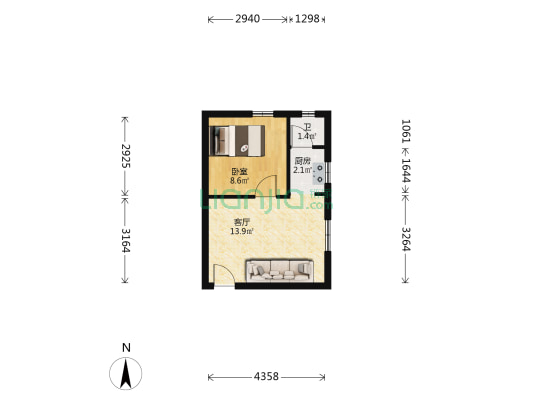 景业花园 1室1厅1卫 27平方
