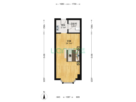 金辉园 1室0厅1卫 42平方