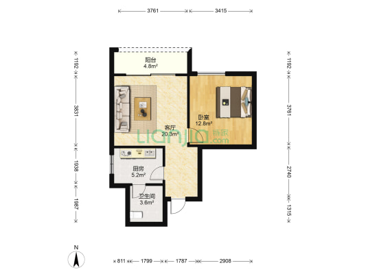 嘉莉诗花园 1室1厅1卫 59平方