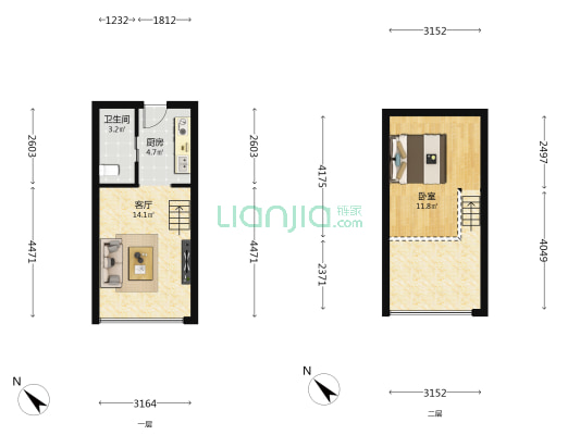 方糖funtown 1室1厅1卫 35平方