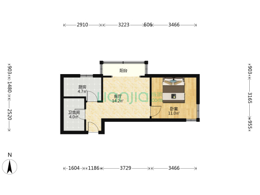 和苑家园营和园 1室1厅1卫 55平方