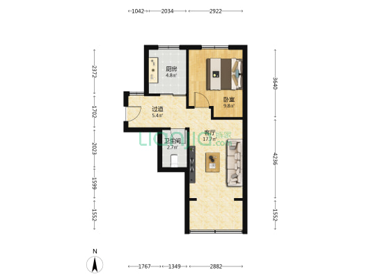 瑞兴园北区 1室1厅1卫 60平方