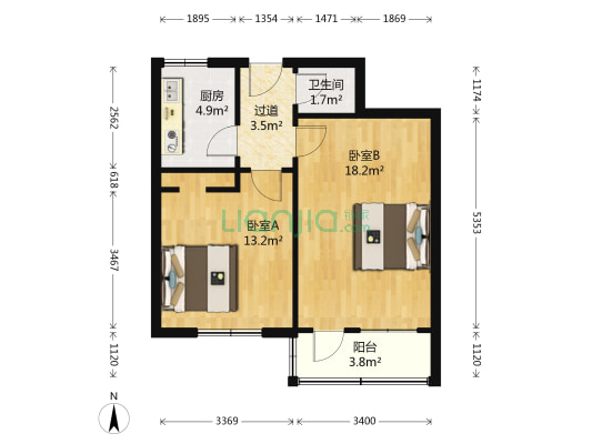 沾化路9-21（单号） 2室0厅1卫 64平方