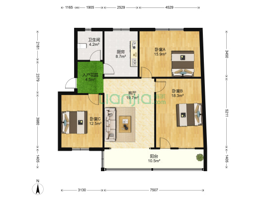 海东小区 3室1厅1卫 109平方