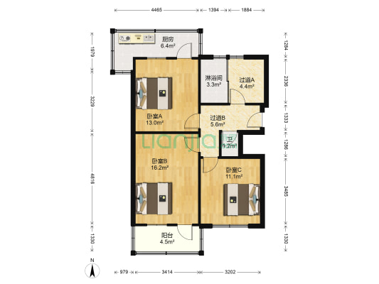 和平路68号 3室0厅2卫 81平方
