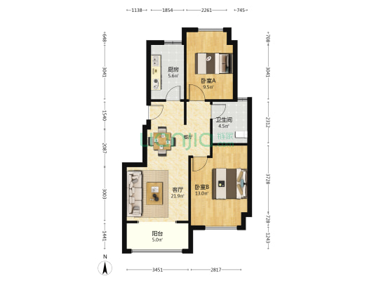 龙信御澜天樾 2室1厅1卫 74平方