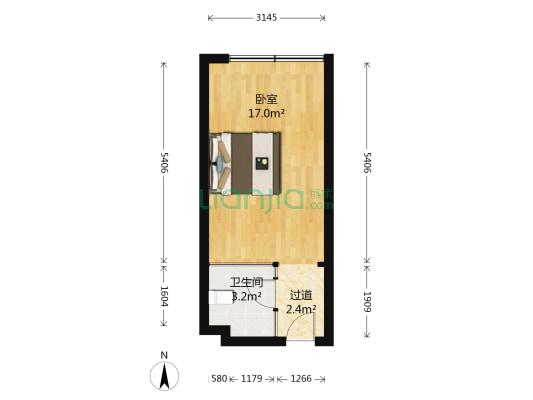 瑞安花园 1室0厅1卫 30平方