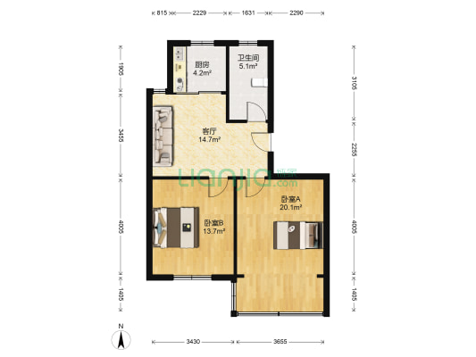 缘园小区 2室1厅1卫 121平方