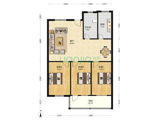 三维大厦 3室1厅1卫 150平方